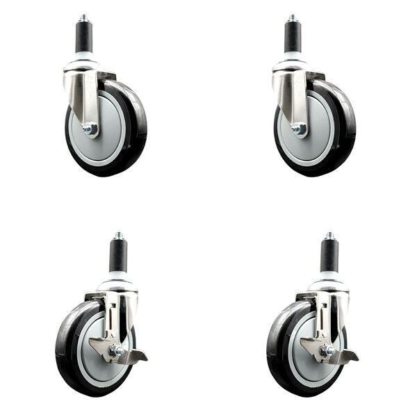 Service Caster 5 Inch 316SS Black Poly Swivel 1-1/4 Inch Expanding Stem Caster Brake SCC, 2PK SS316EX20S514-PPUB-BLK-2-TLB-2-114 - main
